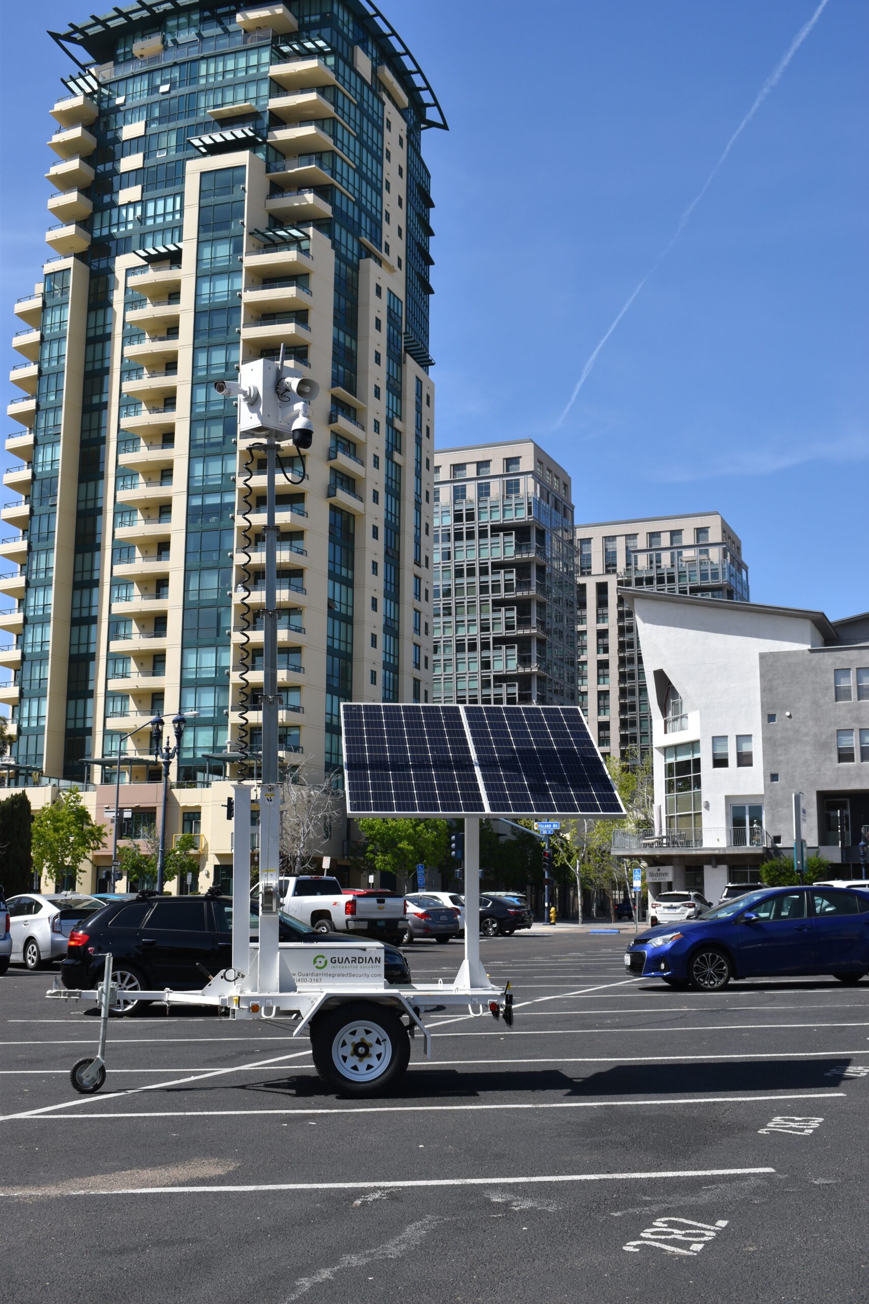 Security camera providing commercial property security in a California parking lot