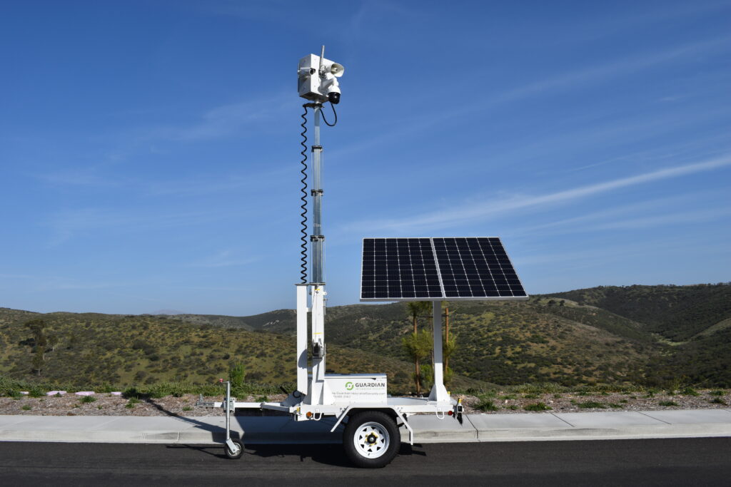 Mobile surveillance unit for construction site security California.