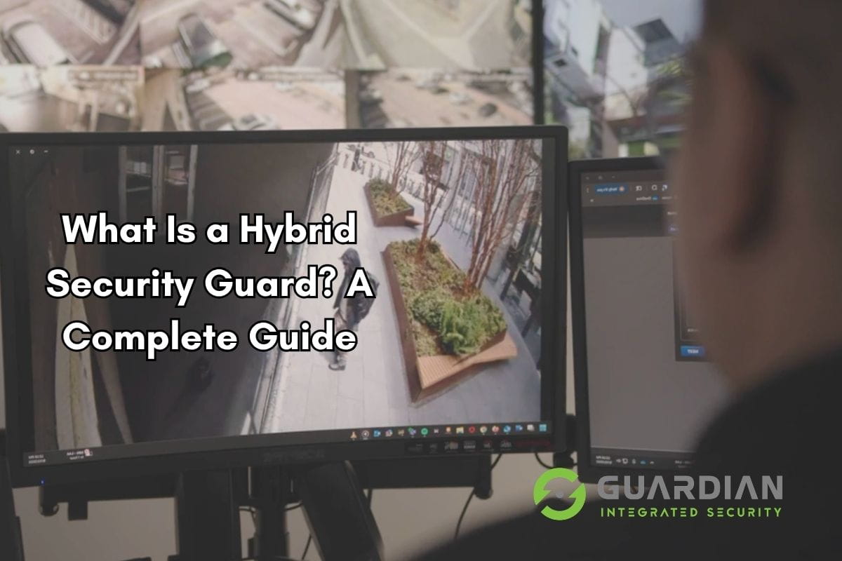Hybrid security guard service combining camera monitoring with on-site patrol officers