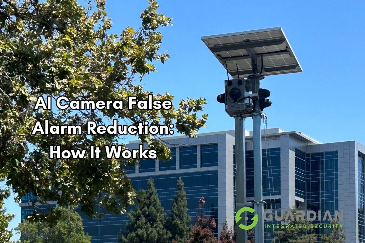 AI camera false alarm reduction technology analyzing video feed at a commercial property
