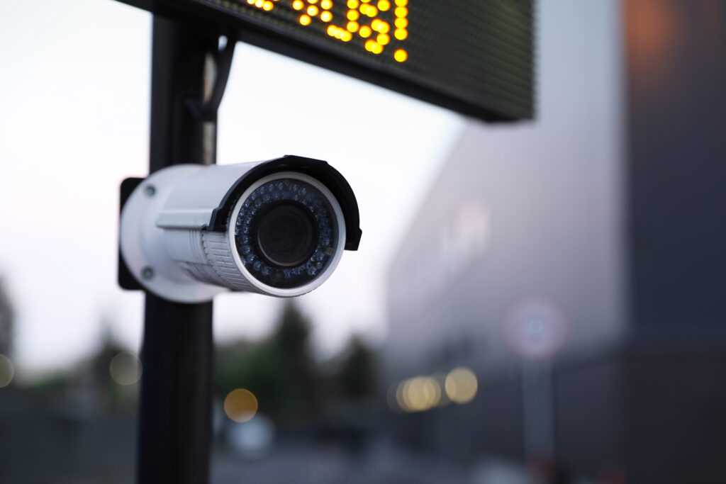 Complete security camera system protecting merchandise displays in a Los Angeles retailer